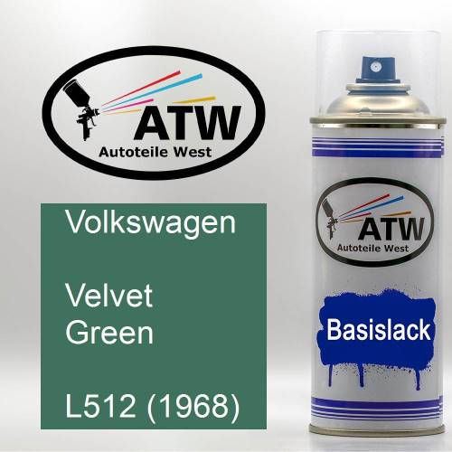 Volkswagen, Velvet Green, L512 (1968): 400ml Sprühdose, von ATW Autoteile West.